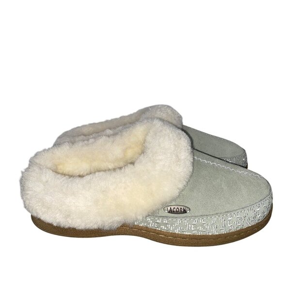 Acorn Women's Greta Embroidered Clog Slipper shoes suede desert sage size 5-6 - Picture 7 of 9